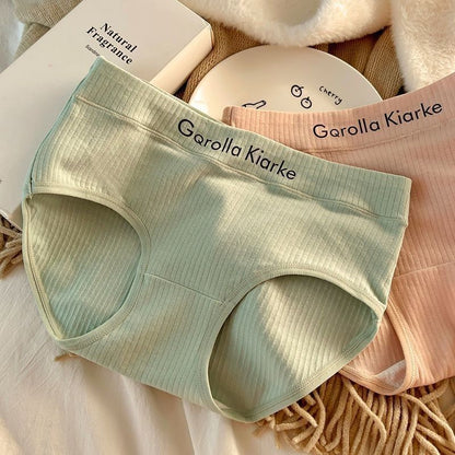 New seamless underwear for women, cotton, antibacterial, large-sized breathable, student, Korean-style mid-waist triangle pants