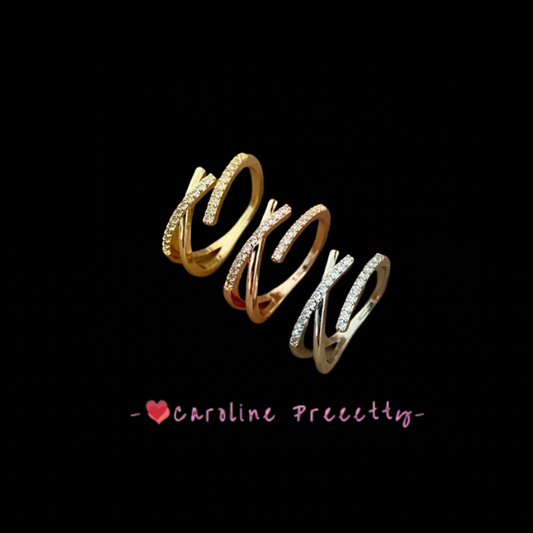 A simple and cold style cross-zirconia ring for women's fashion and individuality, an ins trendy Japanese-style light luxury fragrance ring accessory