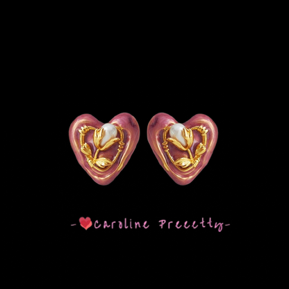 French heart design stud earrings