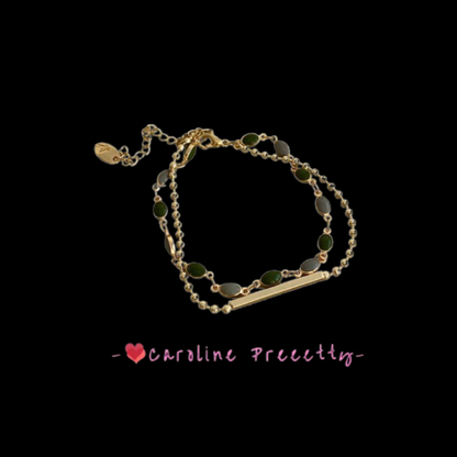 Double-layer French retro color-blocking bracelet