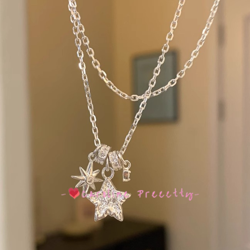 Five-pointed star Running Star Light pendant collarbone chain, 2025 new style necklace for women