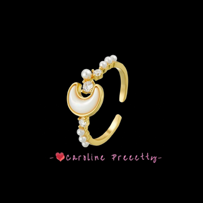 Fashionable, simple, natural shell moon opening ring