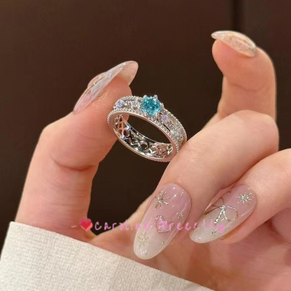 Blue zircon ring for women