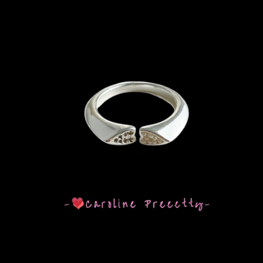 Korean ins cold style pearl zircon double heart ring