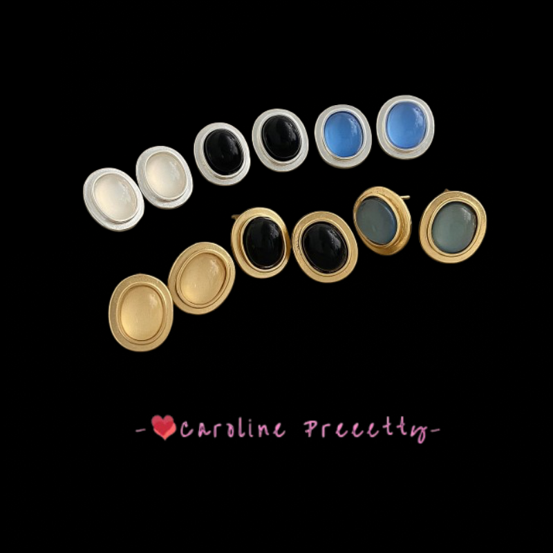 Cat's eye stone geometric trendy stud earrings