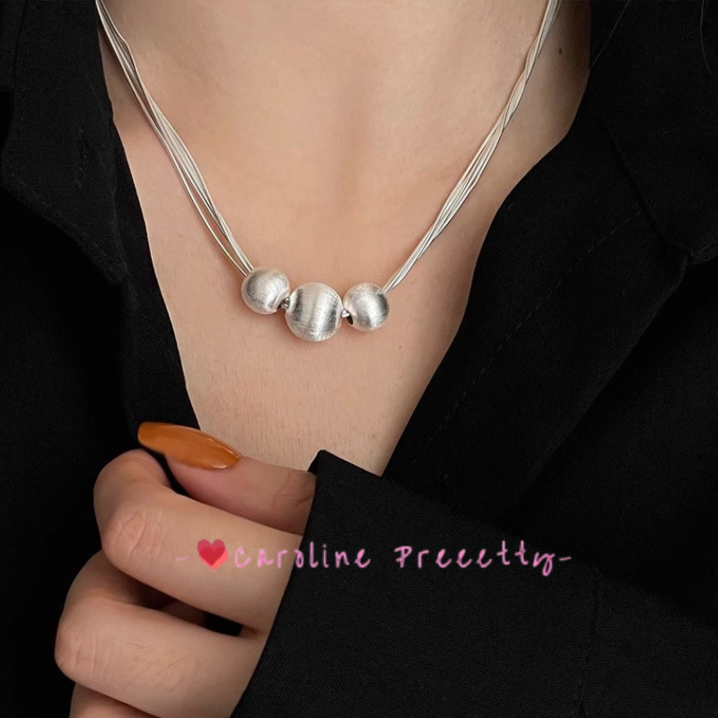 Super Sparkling brushed Lucky Bead High-end Necklace