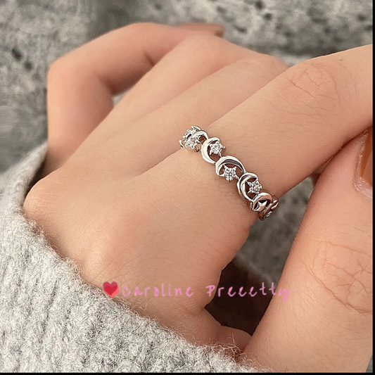Star Moon Sweet Dream ring, a high-end gift for festivals, a couple's personalized ring, and a light luxury finish