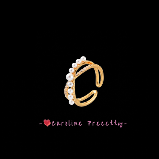 Zirconium-encrusted bright pearl ring