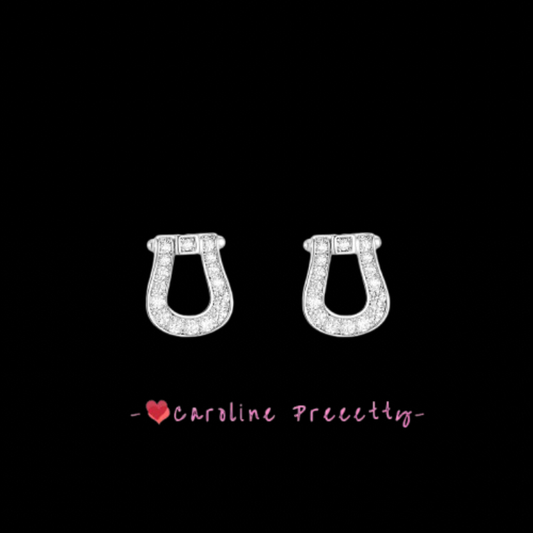 Exquisite horseshoe-shaped stud earrings with diamonds, simple Korean versatile women's fashion earrings, elegant stud earrings