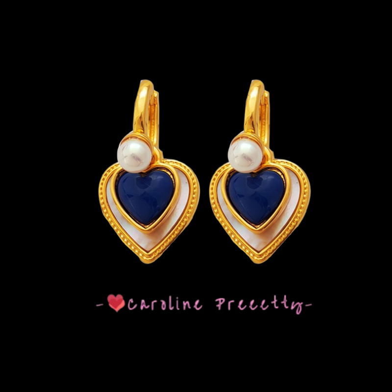 Blue heart-shaped earrings