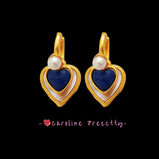 Blue heart-shaped earrings