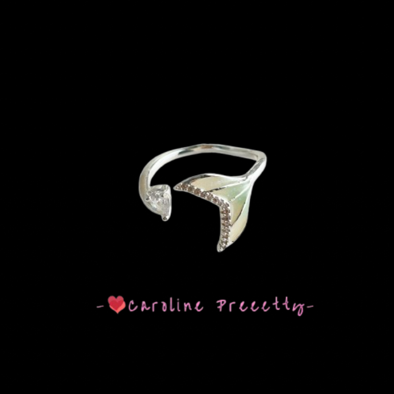 Mermaid's Tear Gradient Fishtail Micro-inlaid zircon open Ring, a light luxury, exquisite and niche design, fashionable and versatile ring