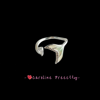 Mermaid's Tear Gradient Fishtail Micro-inlaid zircon open Ring, a light luxury, exquisite and niche design, fashionable and versatile ring