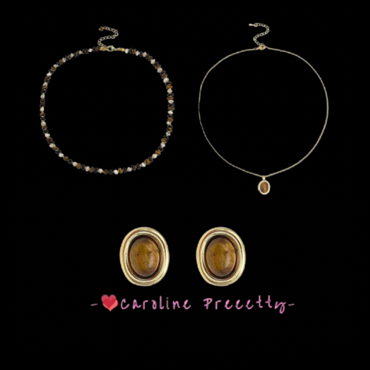 Retro tiger's eye abacus bead pendant necklace, light luxury and niche layered neckchain, simple and versatile sweater chain, collarbone chain