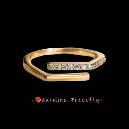 Interlaced micro-inlaid crystal ring