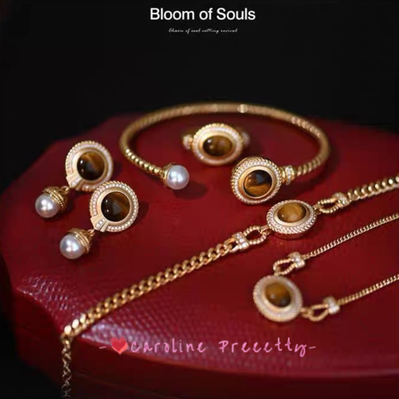 Original design 925 sterling silver tiger's eye stone bracelet