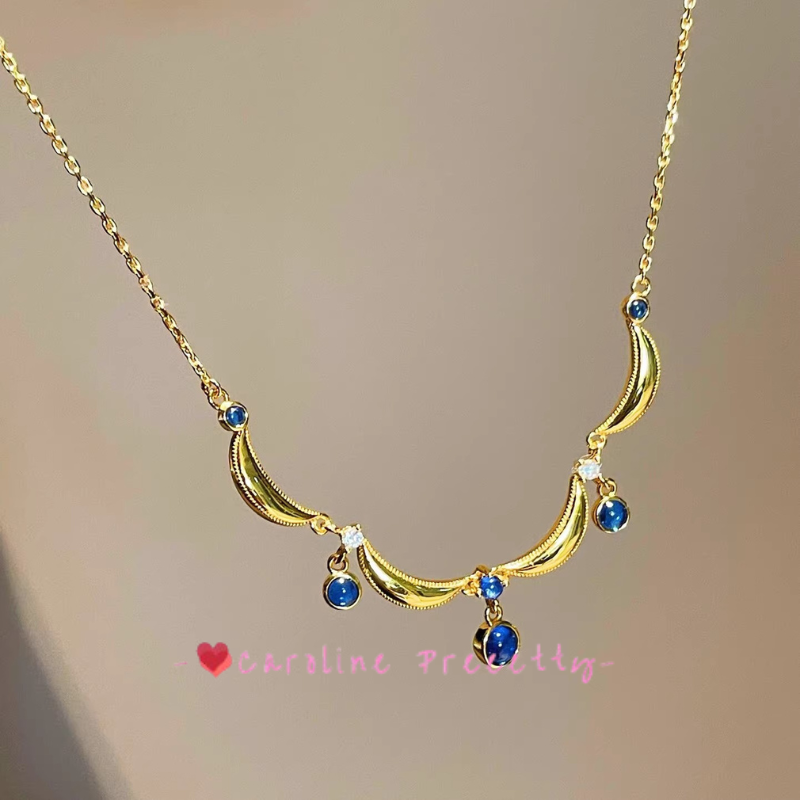 Blue teardrop opening necklace
