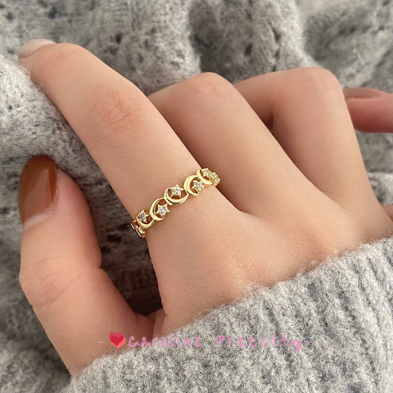 Star Moon Sweet Dream ring, a high-end gift for festivals, a couple's personalized ring, and a light luxury finish