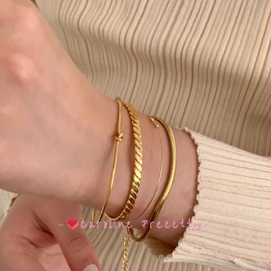 European and American gold bracelet, geometric simplicity, extremely fine snake bone bracelet, high color retention titanium steel bracelet chain, gender-neutral jewelry