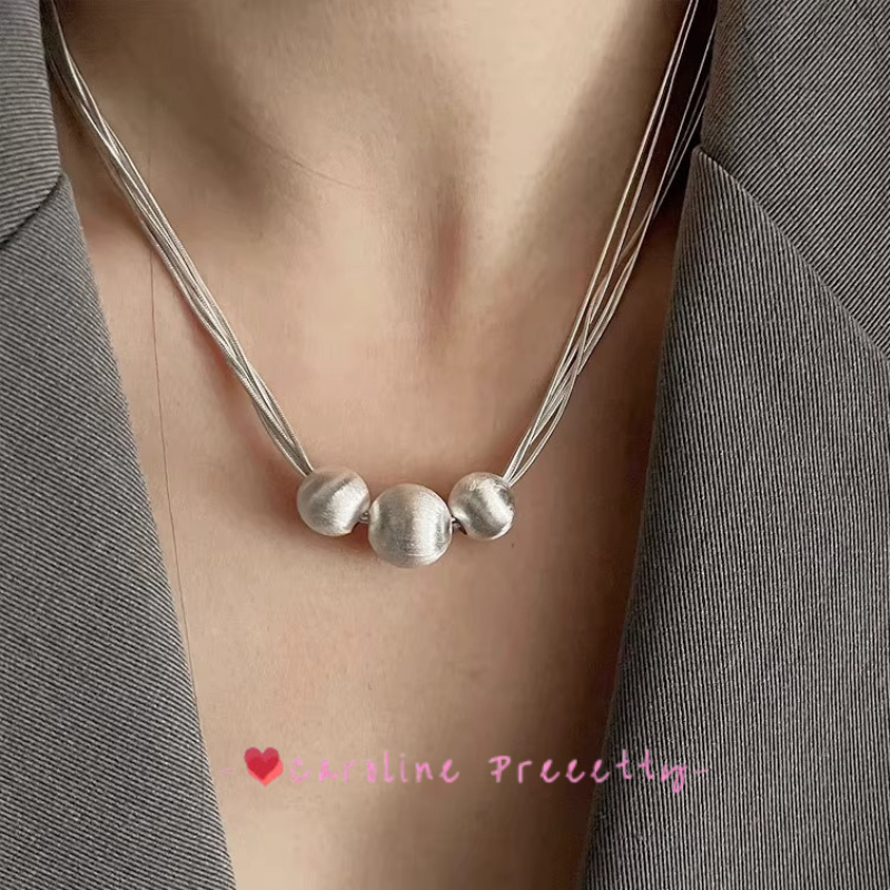 Super Sparkling brushed Lucky Bead High-end Necklace