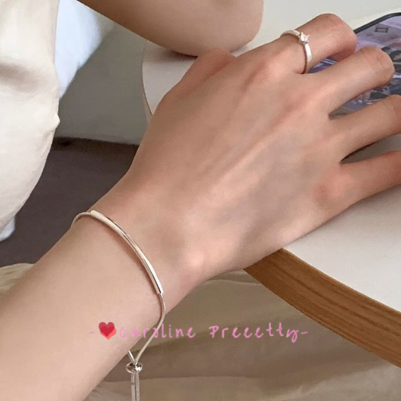 Pure silver line pull-out snake bone bracelet