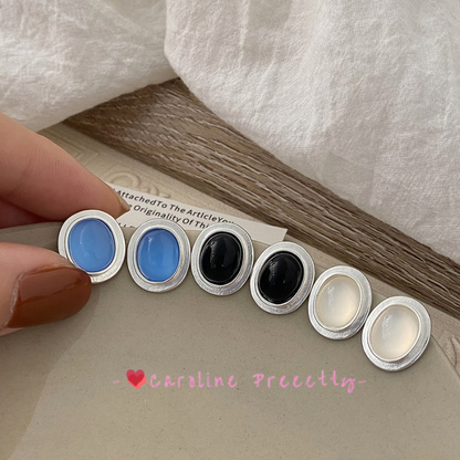 Cat's eye stone geometric trendy stud earrings