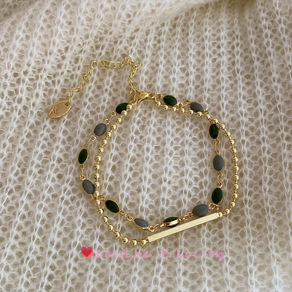 Double-layer French retro color-blocking bracelet