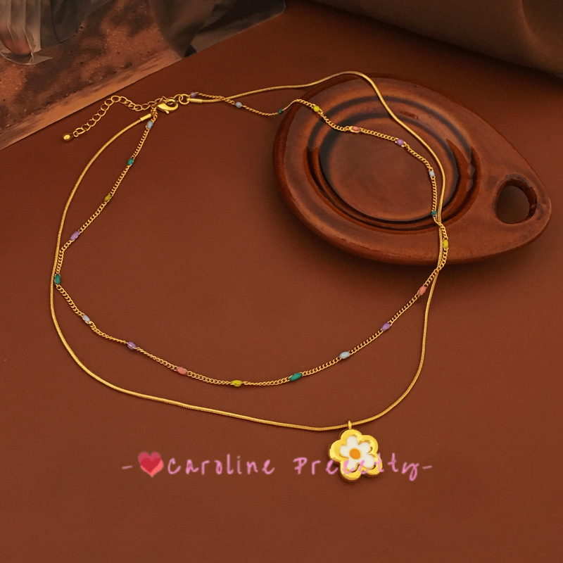 Double-layer flower necklace