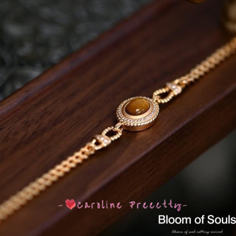 Original design 925 sterling silver tiger's eye stone bracelet