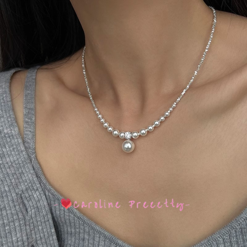 Original Strong Light Pearl S925 Pure silver Gradient necklace