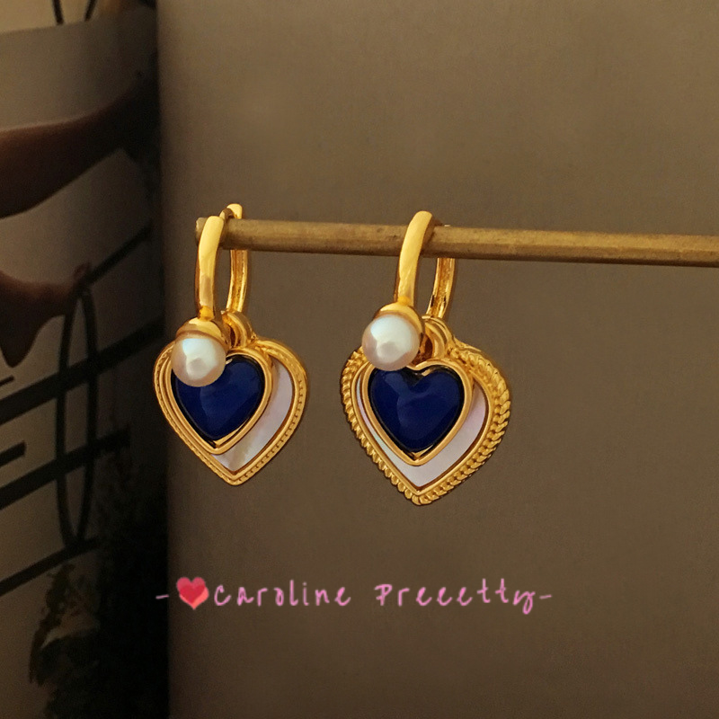 Blue heart-shaped earrings