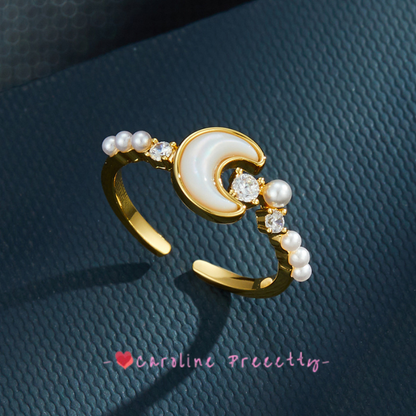 Fashionable, simple, natural shell moon opening ring