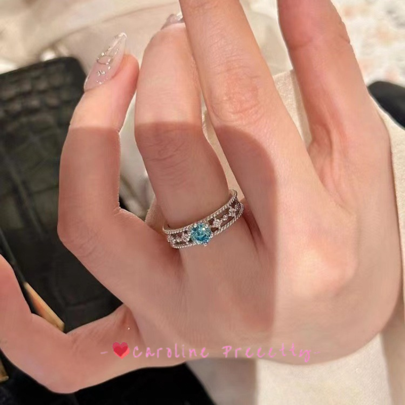 Blue zircon ring for women