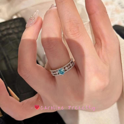 Blue zircon ring for women