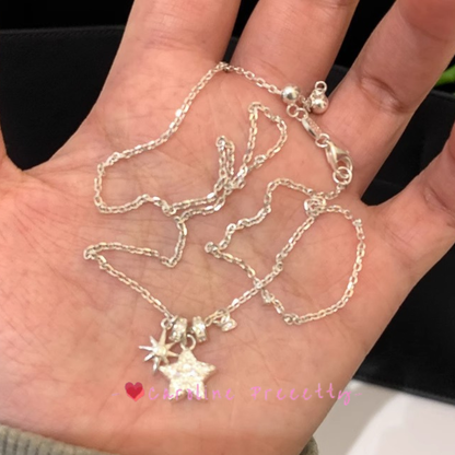 Five-pointed star Running Star Light pendant collarbone chain, 2025 new style necklace for women