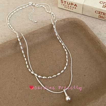 Double-layer water drop collarbone chain, ins style, high-end and trendy necklace