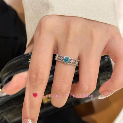 Blue zircon ring for women