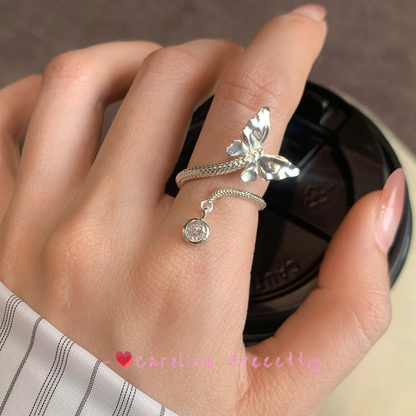 High-end, light luxury, trendy and fashionable, butterfly design ring, versatile for daily use, individual and exquisite, best-selling jewelry