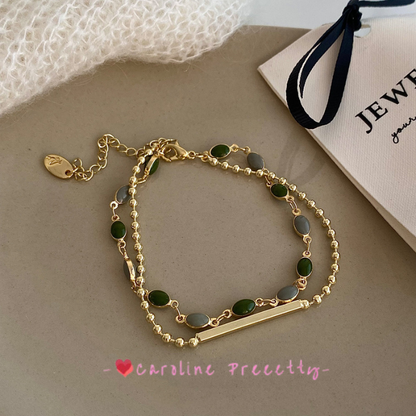 Double-layer French retro color-blocking bracelet