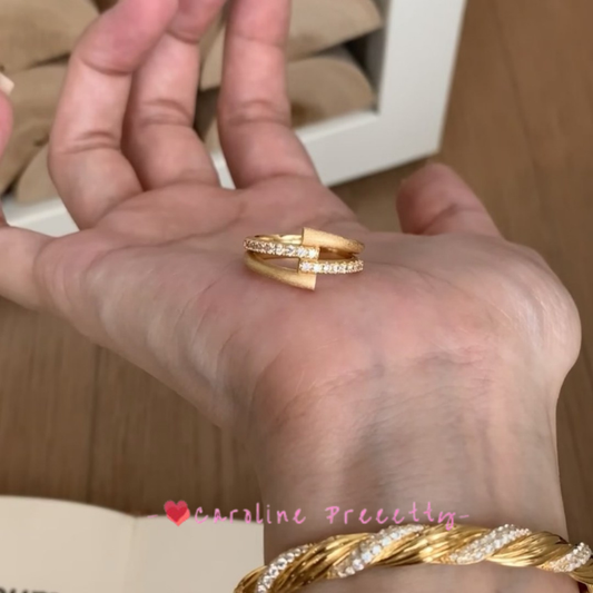 French vintage double-layer brushed interlaced ring