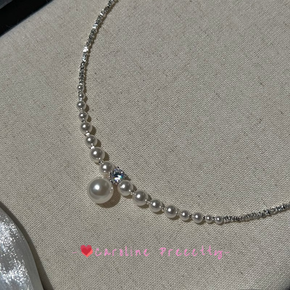 Original Strong Light Pearl S925 Pure silver Gradient necklace