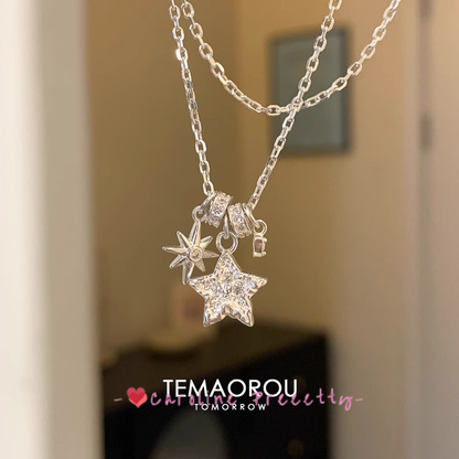 Five-pointed star Running Star Light pendant collarbone chain, 2025 new style necklace for women