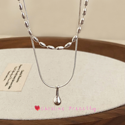 Double-layer water drop collarbone chain, ins style, high-end and trendy necklace