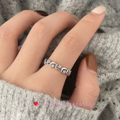 Star Moon Sweet Dream ring, a high-end gift for festivals, a couple's personalized ring, and a light luxury finish