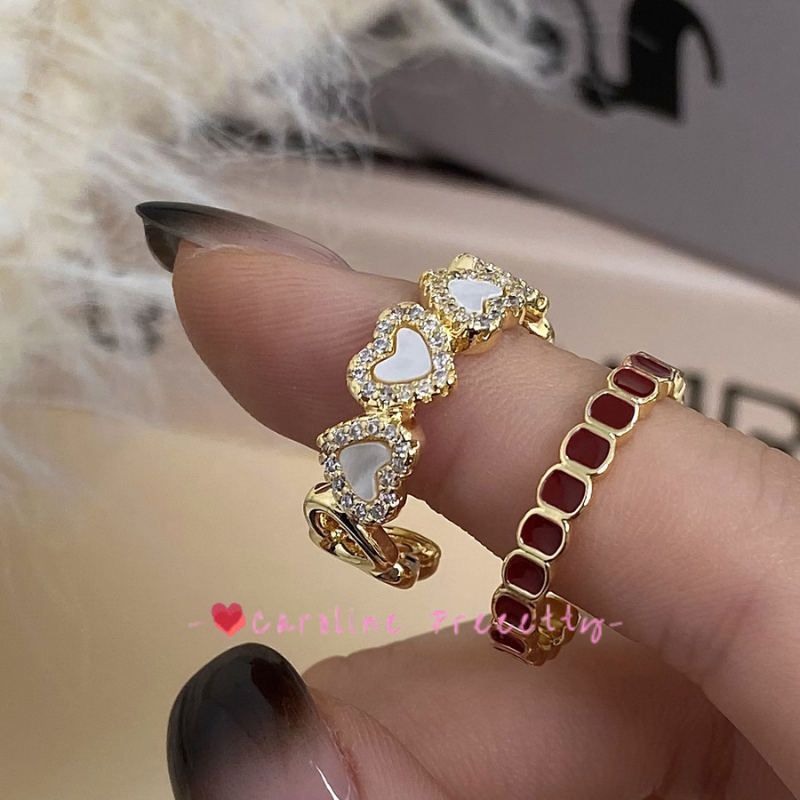 Heart-shaped oil-dripping shell rings with adjustable openings,