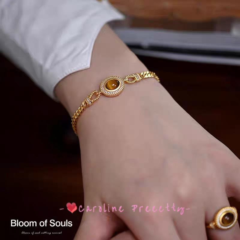 Original design 925 sterling silver tiger's eye stone bracelet