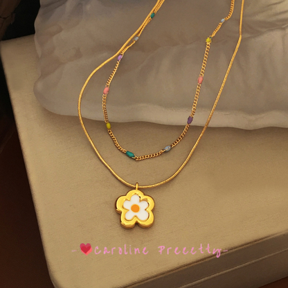 Double-layer flower necklace