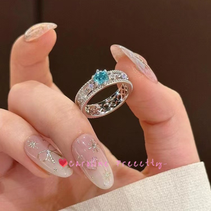 Blue zircon ring for women