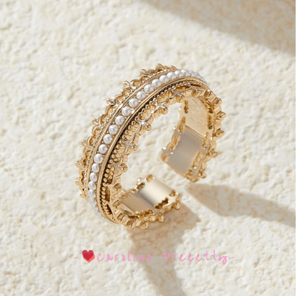 French court-style crown open ring