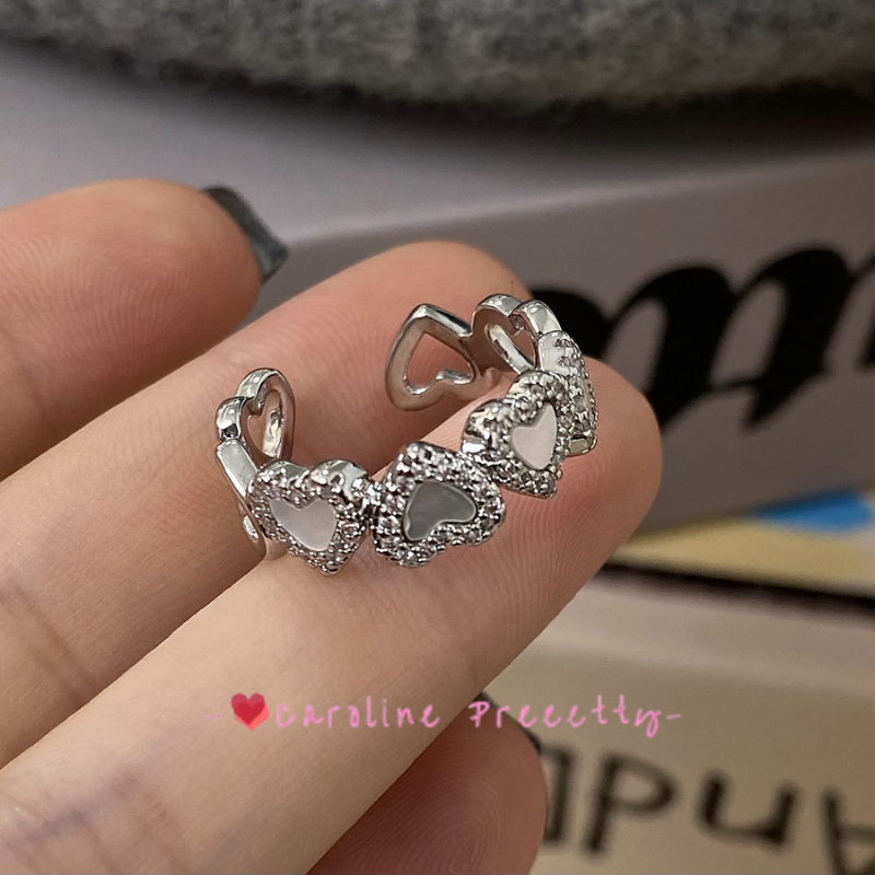 Heart-shaped oil-dripping shell rings with adjustable openings,